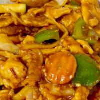 Szechuan Chicken Or Beef · Spicy. Assorted vegetables and Chicken or Beef sautéed in a house special spicy brown sauce