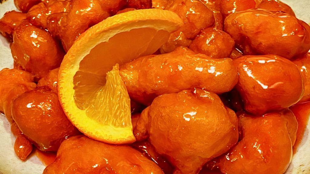 Orange Chicken · Spicy. Lightly breaded and deep fried chicken in hot and sour orange sauce.