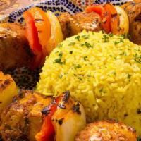 Chicken Shish Kabobs Of Marrakesh A La Carte · Grilled marinated boneless chicken served on a bed of basmati rice.