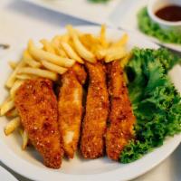 Chicken Strips Caniak Combo And Fries · 5 Chicken Strips with Fries with Kane Sauce and Ketchup