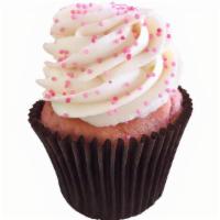 Strawberry Cream · Strawberry cake, vanilla buttercream and pink sprinkles.