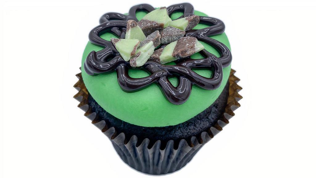 Mint Chocolate · Rich Devils food cake topped with a sweet mint buttercream, finished with andes mint candies.