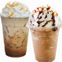 Frozen Mocha · Ice, costa Rican cold brew coffee, hot cocoa mix, and whole milk. All blended together in a ...