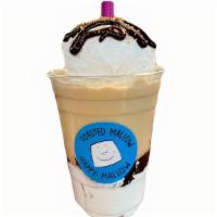 Gimmie S'Mores · Coffee blended Vanilla Frappe, marshmallow fluff, chocolate, graham cracker dust.