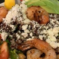 Quinoa Bowl · Quinoa, spinach, tomato, onion, kalamata olives, garbanzo beans & feta. Tossed w/Greek vinai...