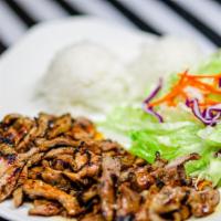 Pork Teriyaki · Served with rice, salad and teriyaki sauce