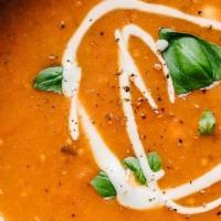 *Tomato Basil Bisque · Voted Portland's best tomato soup!!  Rich and creamy w/ red wine, garlic, fresh herbs & spic...