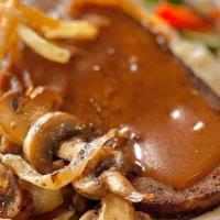 Old Fashioned Meatloaf · Mom's recipe served w/ mushroom & onion brandy sauce, seasonal vegetables & garlic mashed po...