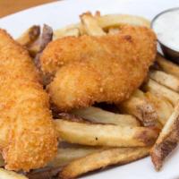 Kid'S Fish & Chips · Panko breaded fresh Rockfish with tartar sauce & fries