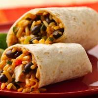 Lando'S Bean & Cheese Burrito · Black beans, rice & cheese in a flour tortilla w/ sour cream