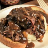 Open Face Combo · Texas toast topped with mashed potatoes, beef brisket, and gravy. Includes side and drink.