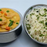 Prawn Jalfrazi Curry · Fresh, garden veggies cooked with fresh prawns in a ginger-garlic sauce. Served with rice an...