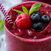 Mixed Berry · 260 cal, 26g protein. Strawberry, Raspberry, blueberry, black berry, almond milk, protein po...
