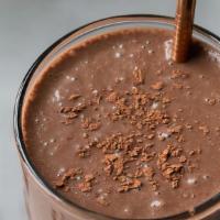 Mocha · 280 cal, 27g protein. Espresso, cacao, banana, almond milk, protein powder.