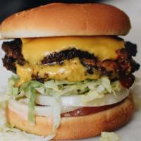 Double Bacon Cheeseburger · Grilled burger served with a slice of American cheese, bacon, Matt's burger sauce, onions, l...