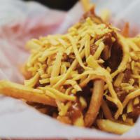 Chili Cheese Fries · Our famous fries covered in our famous chili and shredded cheddar cheese.
