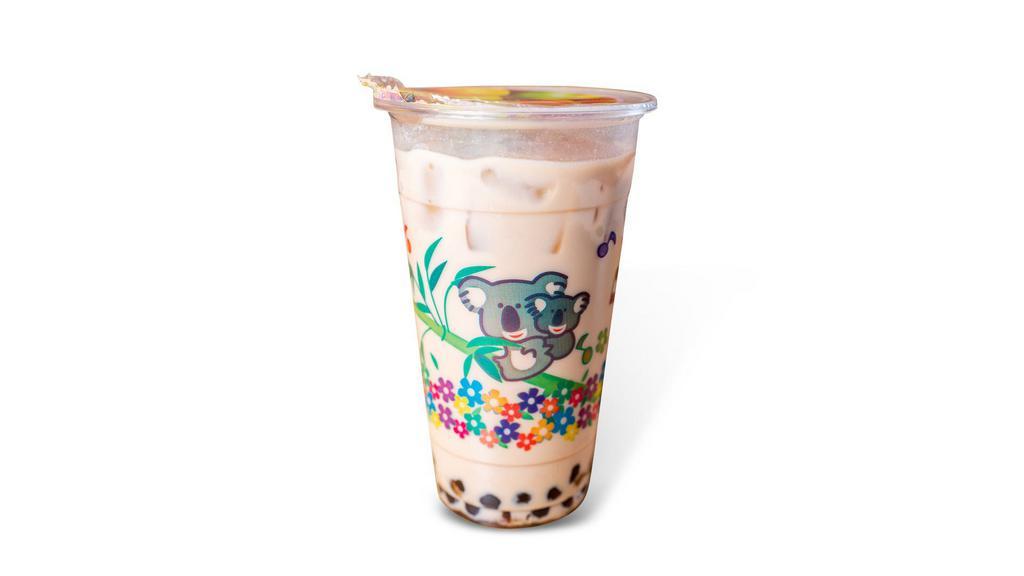 Thai Milk Tea · Thai milk tea served with black tapioca pearls sweetened with agave nectar over ice.