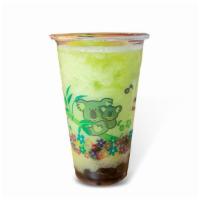 Avocado · Avocado milk tea served with black tapioca pearls sweetened with agave nectar over ice.