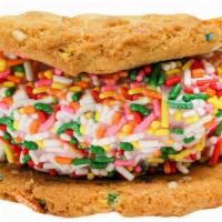 The Howler · Made from scratch Birthday Cake Cookies with Strawberry Ice Cream, rolled in Rainbow Sprinkl...