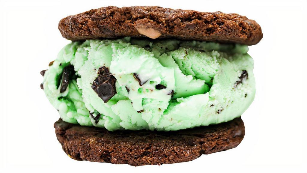 The Mint Chip · Made from scratch Double Chocolate Cookies with Mint Chocolate Chip Ice Cream.