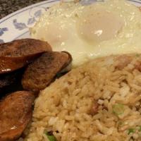 Portuguese Sausage & Eggs Plate · Consuming raw or undercooked meat, poultry, seafood, shellfish or eggs may increase your ris...