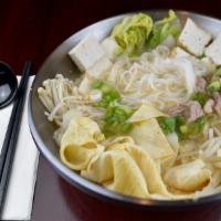 Rice Noodle · Non-spicy Chicken Broth, Firm Tofu, Fried Tofu, Enoki Mushroom, Napa Cabbage, Watercress, Ki...
