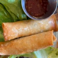 Lumpia · House-made. Flavorful ground beef, chopped onion, minced carrots, and diced potatoes, bundle...
