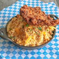 Fried Chicken Mac · Buttermilk fried chicken breast on Mary's mac and cheese! So good!