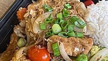 Pad Woon Sen · Stir-fried bean thread noodles, egg, garlic, broccoli, cauliflower, onions, carrot and cherr...