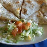 Flour Tortilla Quesadilla With Meat · Flour tortilla with Mozzarella cheese and your choice of meat.