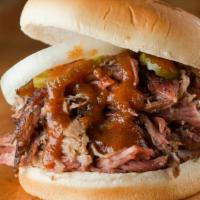 Beef Brisket Sandwich · Our famous smoked USDA Prime Beef Brisket dry rubbed and smoked overnight. Sliced and served...