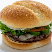 Jalapeño Burger · 1/3 pound burger with pepperjack cheese and fresh jalapenos.  Comes with sour cream, onion, ...