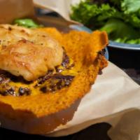 Skirted Heifer · Skirted Heifer favorite: our signature burger with an extra layer of melted Cheddar cheese r...