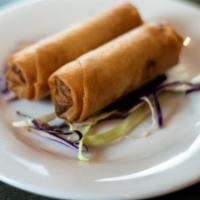 Vegetable Spring Roll 蔬菜春捲 · House made crispy spring rolls.  Served with hot mustard and sweet & sour sauce.