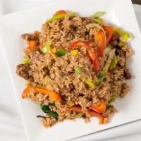 Lamb Spicy Fried Rice 羊肉炒饭 · Yu-mei recommends. yes, it is really spicy.