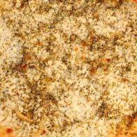 White Pizza · Garlic oil, mozzarella, ricotta, pecorino romano, and oregano.