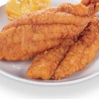 2Pc Cajun Style Fish & Biscuit Meal · Cajun Style Fried Fish with a honey butter biscuit.