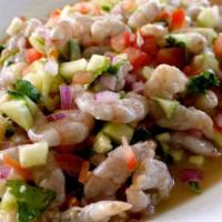 Shrimp Ceviche Bowl (Fri & Sat Only) · Fresh marinated shrimp with lime, combined with diced tomato, onions, cucumbers, cilantro, a...