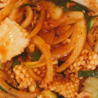 Hot & Spicy Stir-Fried Squid · serve with white rice