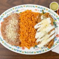 Chile Relleno · A fresh pasilla pepper stuffed with a meat and vegetable blend, then dipped in egg and fried...