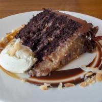 German Chocolate Cake · Chocolate buttermilk cake with layers of classic coconut-pecan filling, iced in milk chocola...
