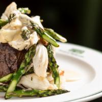 Filet Oscar* 10 Oz. · lump crab meat, asparagus, hollandaise sauce