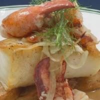 Chilean Sea Bass* · Fondant potatoes, lobster bisque, shaved fennel
