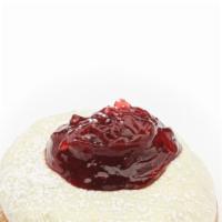 Lemonberry Tart · Lemon icing dusted with powdered sugar  and topped with a scoop of raspberry filling..