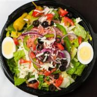 Italian Chef Salad · Mixed greens, capicola, ham, Genoa salami, black olives, Roma tomato, red onion, greenbell p...