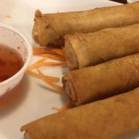 - Real Thai Egg Rolls (4) · Deep-fried egg rolls stuffed with chicken, cabbage, carrot, mushroom, taro and glass noodles...