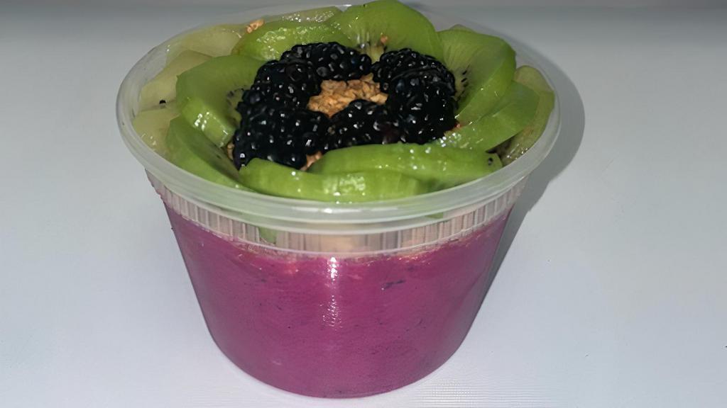 Komodo Bowl · Acai or pitaya. strawberry, pineapple, almond or coconut milk, topped with kiwi, blackberry & granola