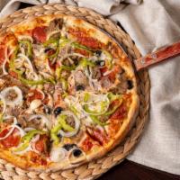 Veggie Special · With mushrooms, peppers, onions, black olives, fresh garlic & tomato.