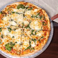 Popeye Style Pizza · With spinach, ricotta, mozzarella cheese, fresh garlic & tomato sauce.