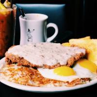 Chicken Fried Steak · Served with country sausage gravy, two eggs, hash browns and toast. Seattle’s largest chicke...